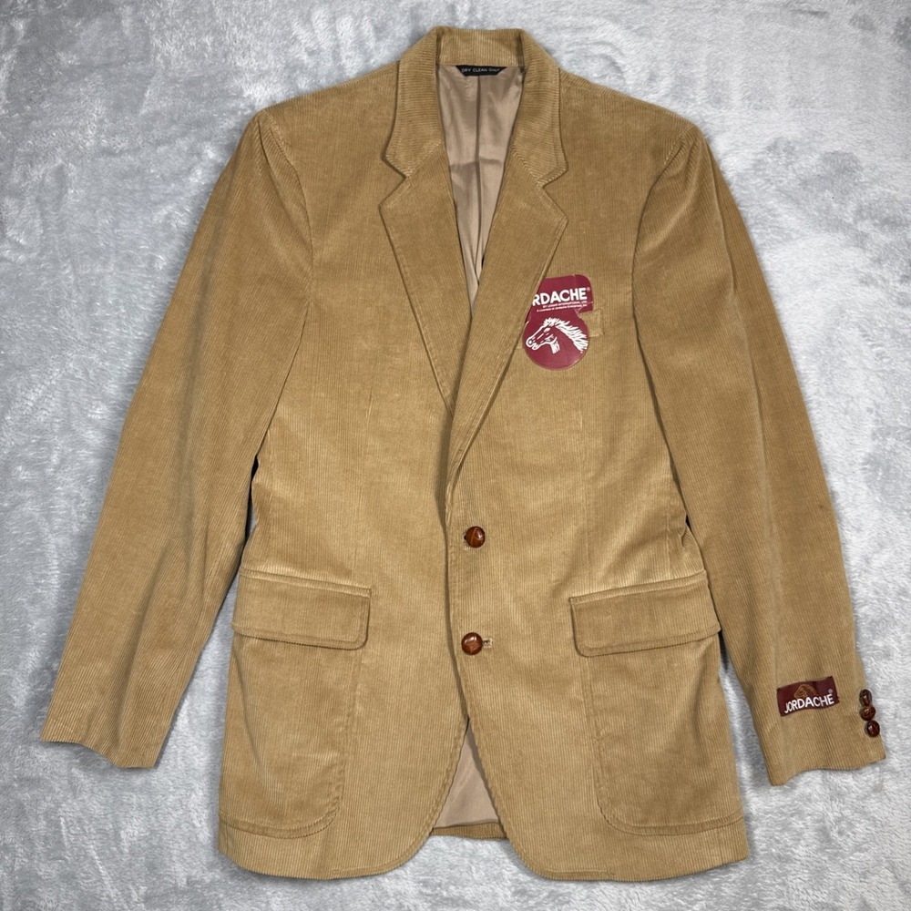 Vintage Jordache Corduroy Sport Coat Blazer Jacket Men 38R Tan Western